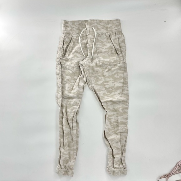 Athleta Cabo Tide 100% Linen Neutral Camo Jogger Minimalist Athleisure 0 - Picture 6 of 13